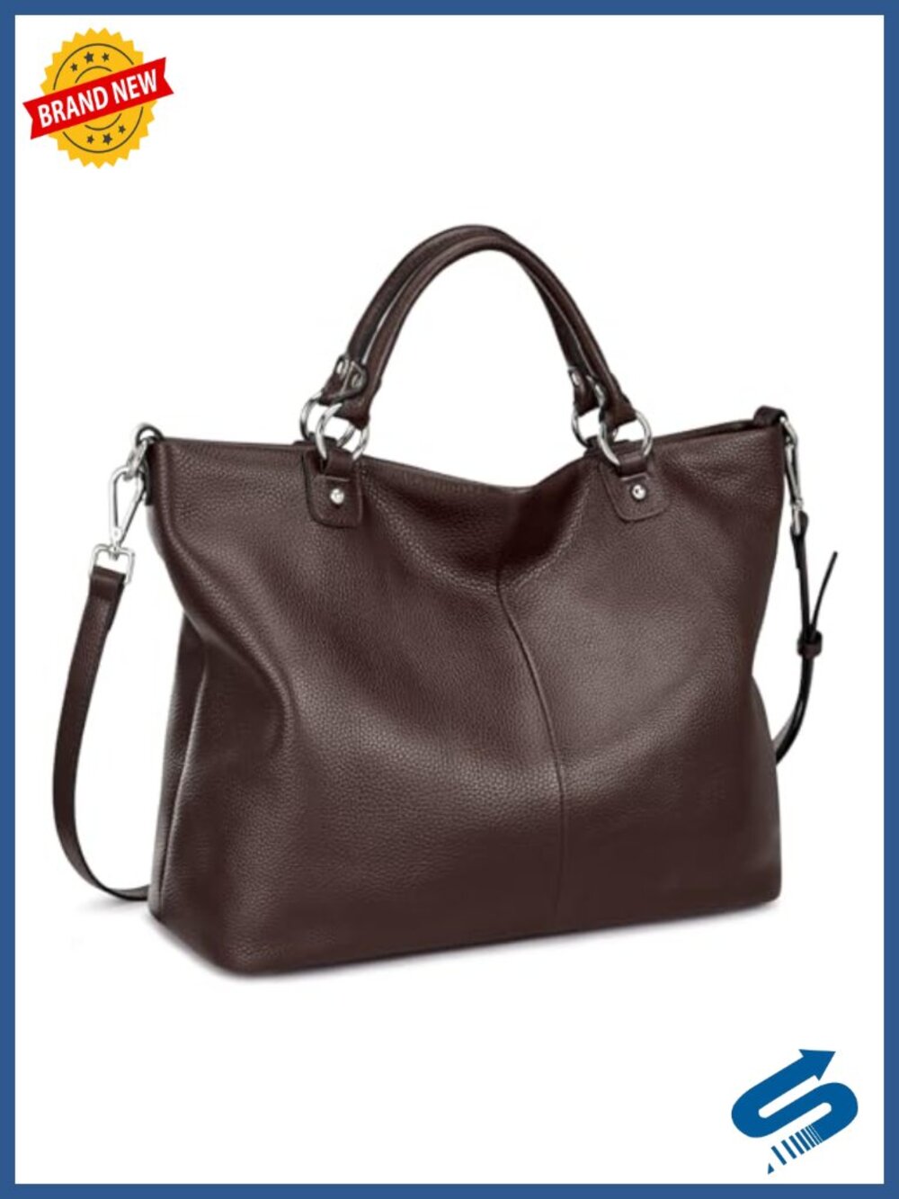Vintage Genuine Leather Tote Satchel Handbag Top Handle Purse